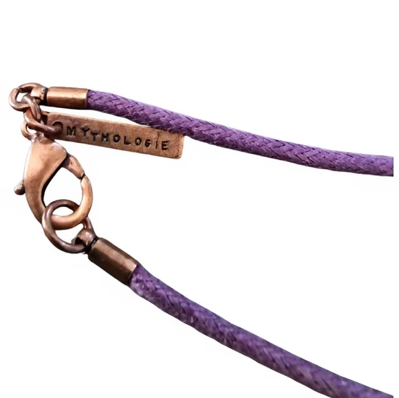 Anthropologie Mythologie Charm Necklace Dragonfly Freedom Peace Boho Purple Cord - Picture 6 of 8